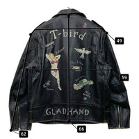 Schott ショット GLAD HAND グラッドハンド ワンスター レザー ダブルライダースジャケット 加工 ハンドペイント ブラック 7659 Size XXL 瑞穂店