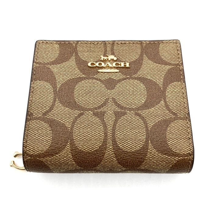 COACH コーチ C3309 シグネチャーキャンバス スナップウォレット 二つ折り財布 ブラウン 瑞穂店
