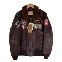 AVIREX アヴィレックス U.S.NAVY G-1 ゴートスキン レザーフライトジャケット ブラウン 6191071 Size 2XL 福生店