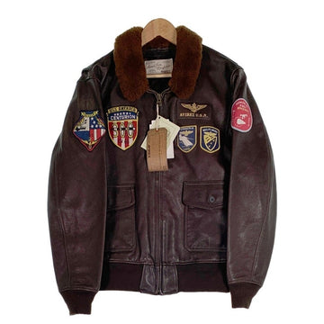 AVIREX アヴィレックス U.S.NAVY G-1 ゴートスキン レザーフライトジャケット ブラウン 6191071 Size 2XL 福生店