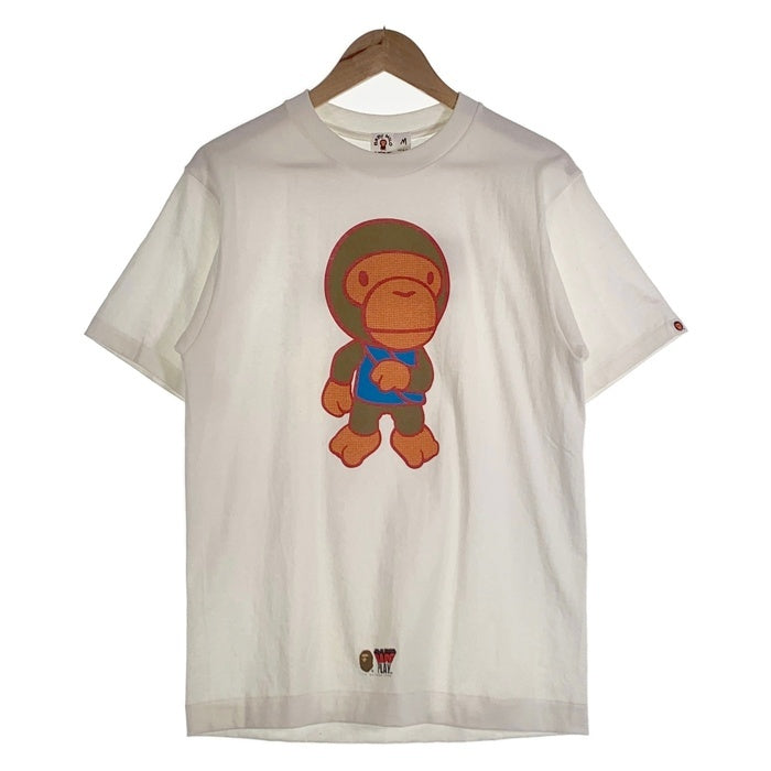BABY MILO ベビーマイロ アベイシングエイプ FOOT ROOPER プリントTシャツ ホワイト 日本製 デッドストック Size M 福生店