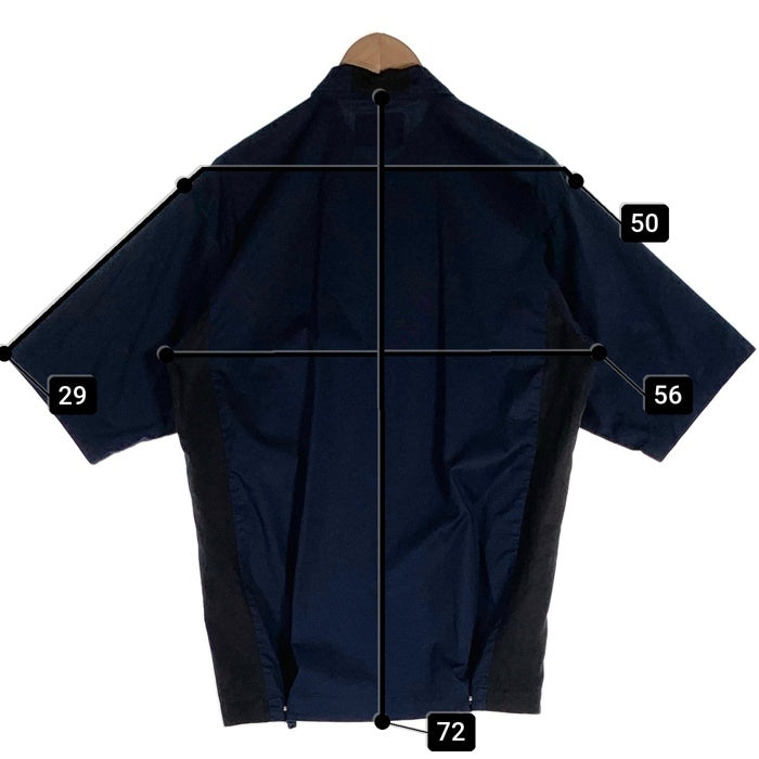 zucca ズッカ コットン ショートスリーブシャツ スナップボタン 脇下ベロア切替 半袖 ネイビー 日本製 CZ84FK504 Size M 福生店