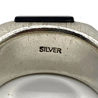 ブランド不明 ピラミッドストーン シルバーリング SILVER 黒石 Size 19号 福生店