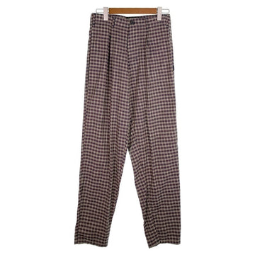 80's STUSSY ステューシー コットン チェック柄 1タックスラックス パンツ ベージュ ネイビー USA製 黒タグ Size 31 福生店