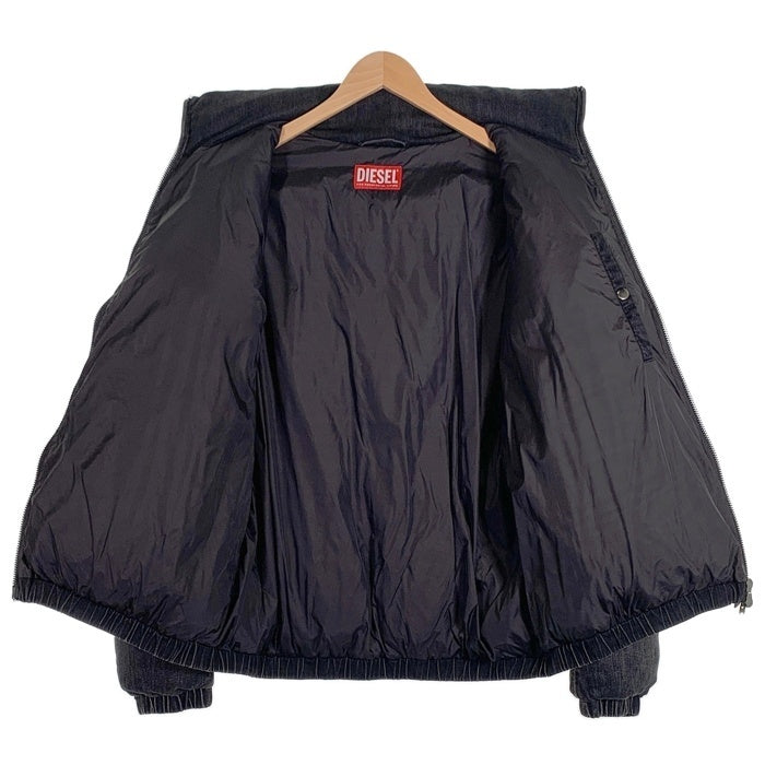 DIESEL ディーゼル 24AW Faded Denim Puffer Jacket フェイデッド デニム パファー ジャケット 中綿ジャケット ブラック  A16077 Size 48 福生店
