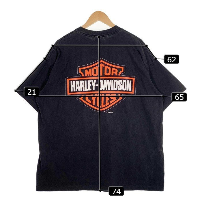 90's HARLEY-DAVIDSON ハーレーダビッドソン イーグル エンブレム プリントTシャツ ブラック USA製 Size XL 福生店