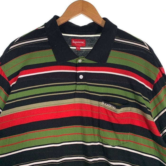 SUPREME シュプリーム 23SS Multi Stripe Polo マルチストライプ ポロシャツ 半袖 ブラック グリーン Size XXL 福生店