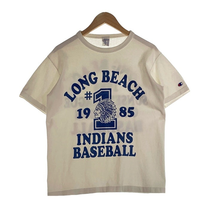 Champion チャンピオン T1011 LONG BEACH INDIANS BASEBALL プリント ヘビーウェイト 半袖 Tシャツ ホワイト USA製 Size M 福生店