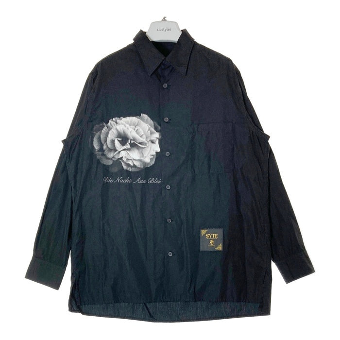 S'YTE サイト Yohji Yamamoto Planning Dept ヨウジヤマモト プランニングデプト KOICHIIYODAコラボ プリント シャツ ブラック size3 瑞穂店