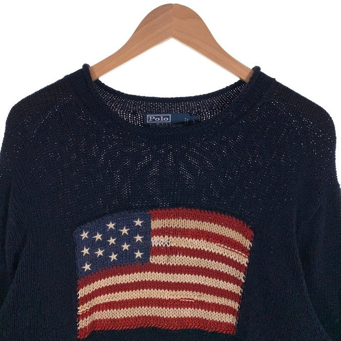 Polo by Ralph Lauren ポロバイラルフローレン ロールネック 星条旗 ニット セーター ネイビー Size L 福生店