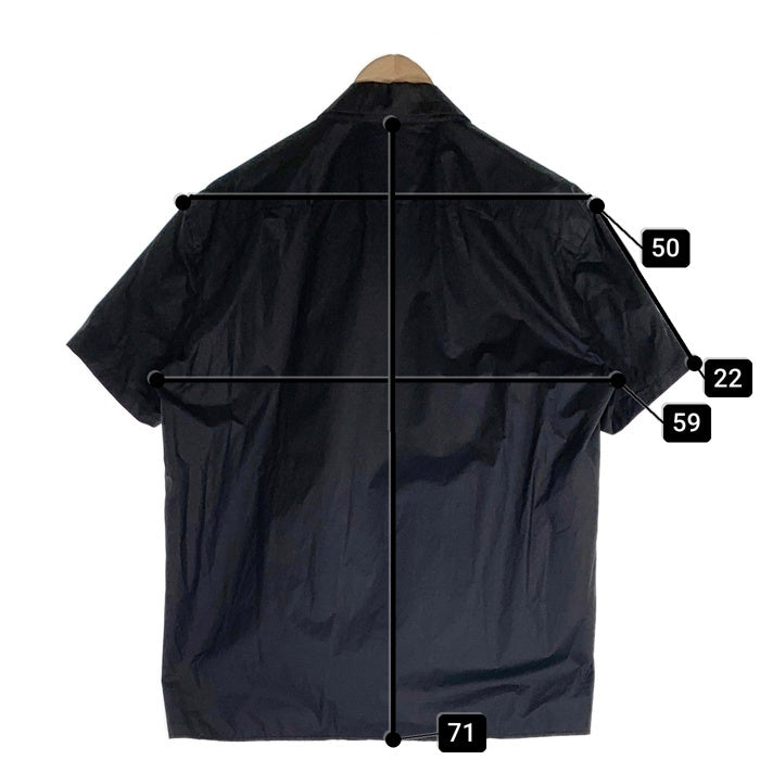 PRADA プラダ 比翼 ショートスリーブシャツ 半袖 ブラック ボタン マジックテープ コットン ナイロン ポリウレタン Size 42 福生店