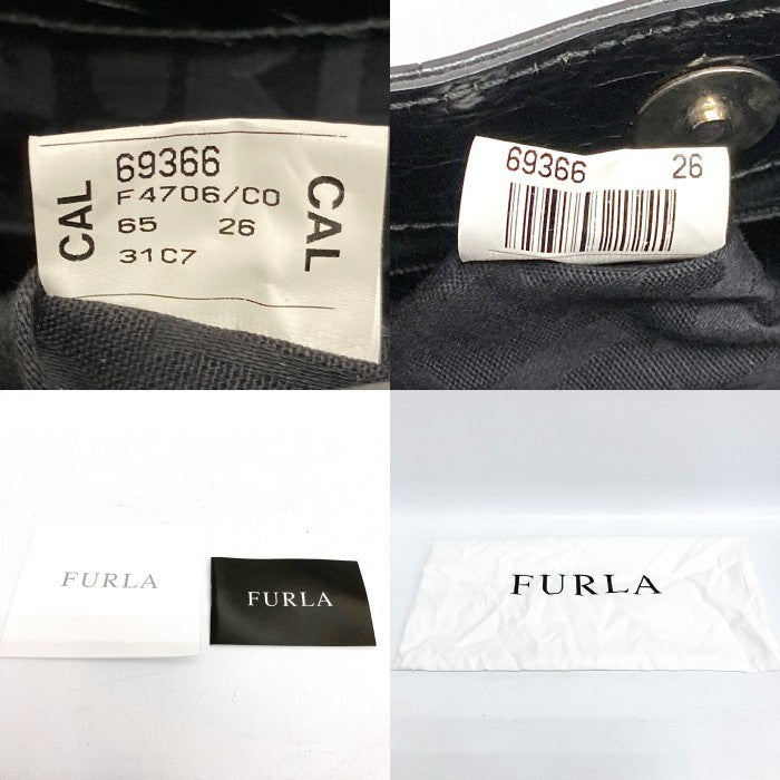 FURLA フルラ トートバッグ クロコ型押しハンドバッグ 保存袋付 ブラック 瑞穂店
