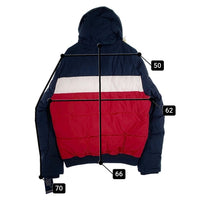 TOMMY HILFIGER トミーヒルフィガー シュノーケル パファージャケット 中綿 ネイビー ホワイト レッド 159AP863 Size L 福生店