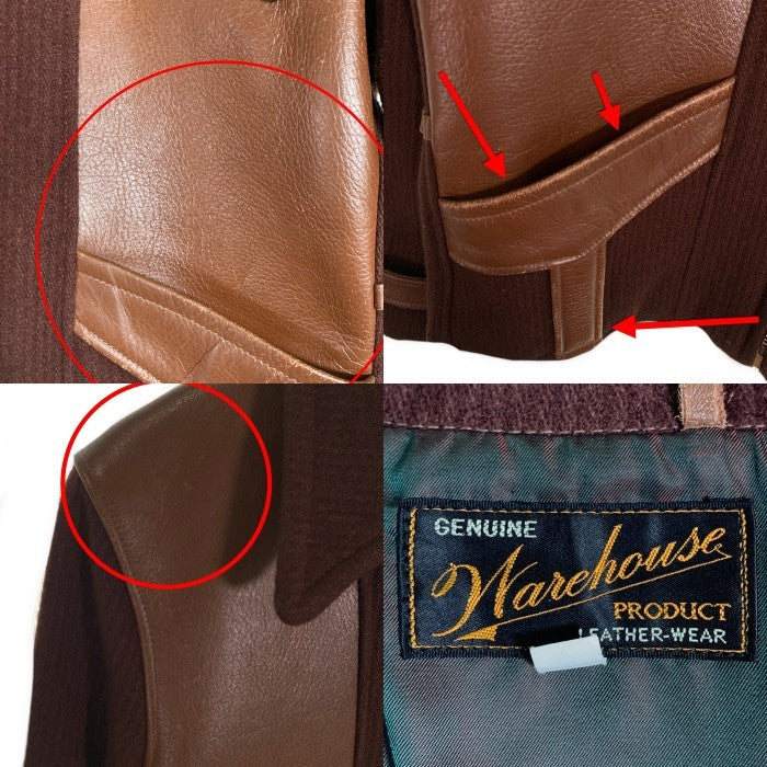 WAREHOUSE ウエアハウス 1930's STYLE WOOL × LEATHER TWO-TONE SPORTS