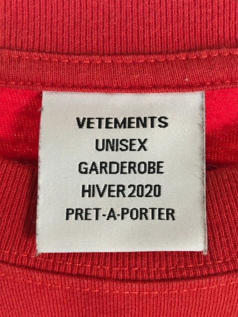 VETEMENTS ヴェトモン 19AW Back Barcode Patch Over Size Tee バックバーコード オーバーサイズTシャツ レッド Size S 福生店