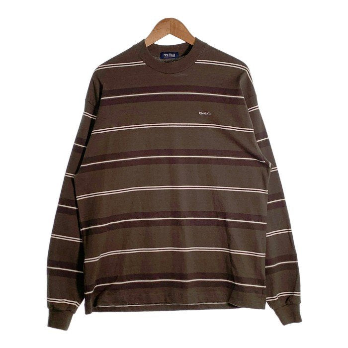 NAUTICA ノーティカ ボーダー ロングスリーブTシャツ ブラウン 213-1243 Size M 福生店