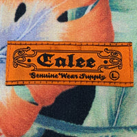 CALEE キャリー オープンカラーレーヨンシャツ アロハ ブラック ハイビスカス Size L 福生店