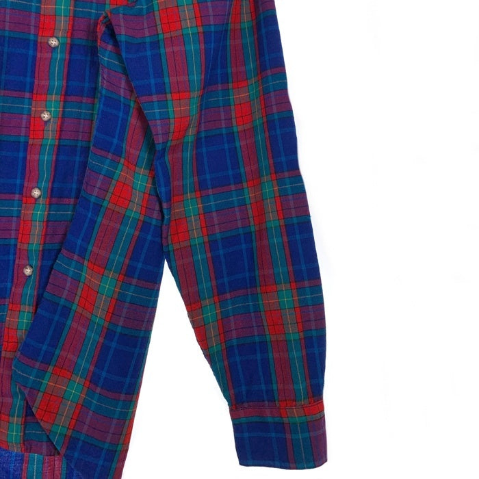 70's PENDLETON ペンドルトン ウール 長袖 ボタンダウン チェック シャツ ブルー レッド グリーン USA製 Size L 福生店