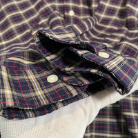 80's TOWNCRAFT タウンクラフト ボタンダウンチェックシャツ コットンポリ ネイビー Size L 福生店