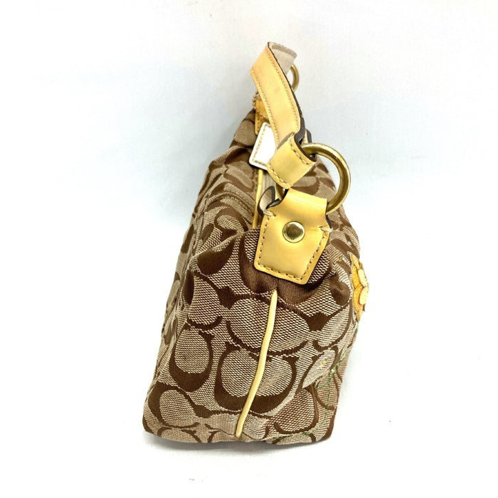 COACH コーチ 41103 フラワーモチーフ シグネチャー アクセサリーポーチ ベージュ 瑞穂店