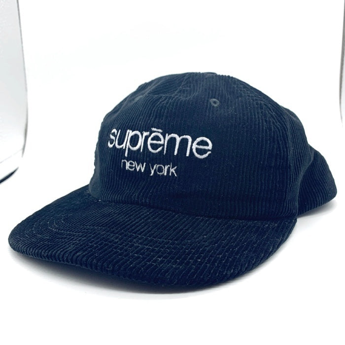 SUPREME シュプリーム Classic Logo Corduroy 6-Panel クラシックロゴ コーデュロイ 6パネルキャップ ブラック 福生店