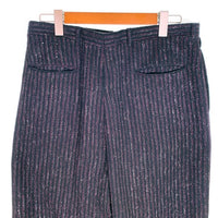 80's~ COTLER コトラー ウール2タックスラックス トラウザー ストライプ ブラック Size w86cm 福生店