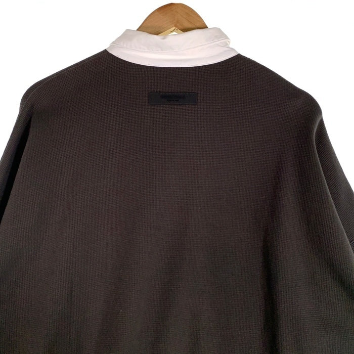 FEAR OF GOD フィアオブゴッド ESSENTIAL エッセンシャル LS POLO 長袖 ポロシャツ チャコール オフブラック Size M 福生店