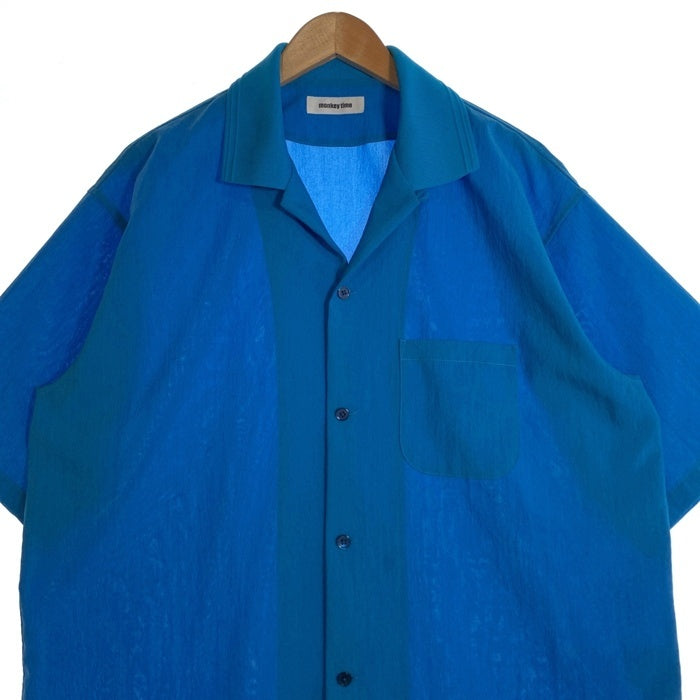 monkey time モンキータイム renu TRO KNIT COLLAR OPEN SHIRT ニットオープンカラー ショートスリーブシャツ ブルー 半袖 8316-144-0320 Size XL 福生店