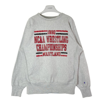 Champion チャンピオン 刺繍タグ USA製 1990 NCAA WRESTLING CHAMPIONSHIPS MARYLAND ラバープリント リバースウィーブ  スウェットトレーナー グレー sizeXL 瑞穂店