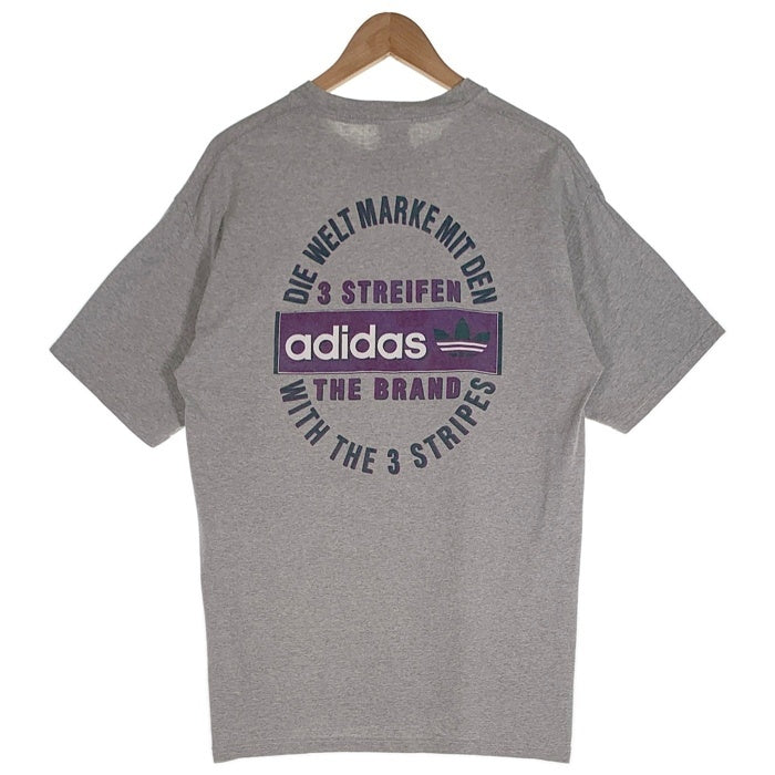 90's adidas アディダス バックプリント 半袖 Tシャツ 刺繡タグ グレー USA製 Size M 福生店