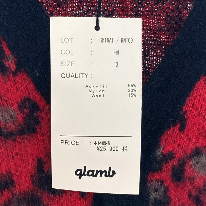 glamb グラム レオパード ロングニットカーディガン レッド GB16AT/KNT09 Size 3 瑞穂店