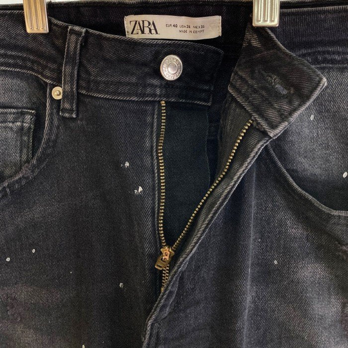 ZARA ザラ クラッシュ＆リペア＆ペイント スキニーデニム ブラック size31 瑞穂店