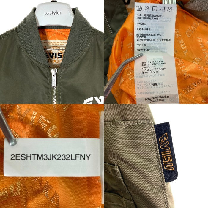 EVISU エヴィス ロゴ＆家紋刺繍MA-1ボンバージャケット 2ESHTM3JK232LFNY オリーブ sizeL 瑞穂店