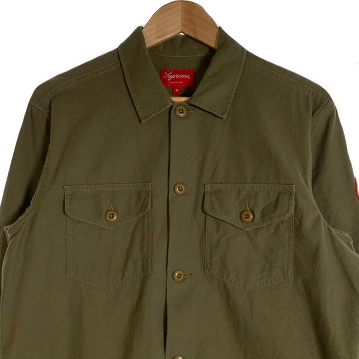 SUPREME シュプリーム 14AW ARMY Shirt アーミーバックプリント シャツ オリーブ ワッペン Size M 福生店