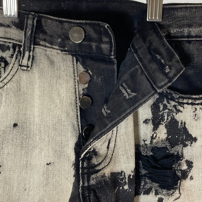 mnml ミニマル 裾ジップ ブリーチ ダメージデニム ブラック size28 瑞穂店
