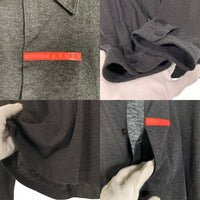 PRADA SPORT プラダスポーツ ラバーパッチ 鹿の子 ボタンシャツ 長袖 チャコールグレー Size L 福生店