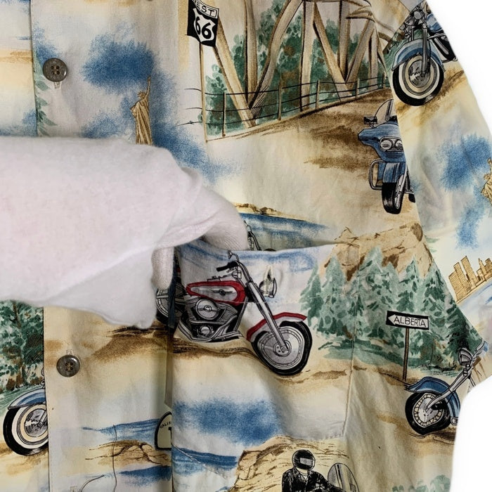 Harley-Davidson ハーレーダビッドソン コットン アロハシャツ 半袖 総柄プリント Size S 福生店