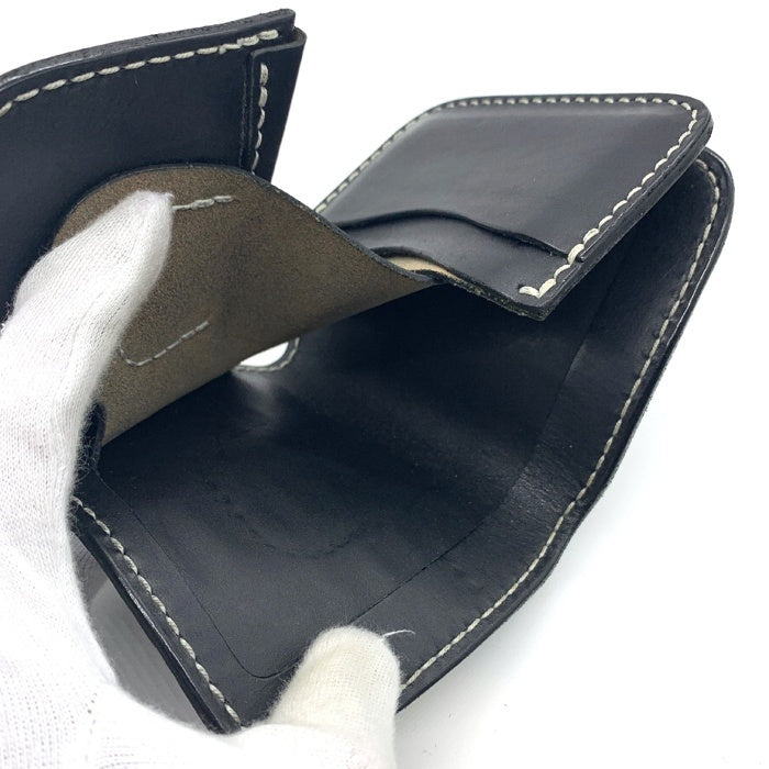 革物工房大輔 クロコダイルミニミドル 二つ折り財布 ブラック コンパクト 福生店