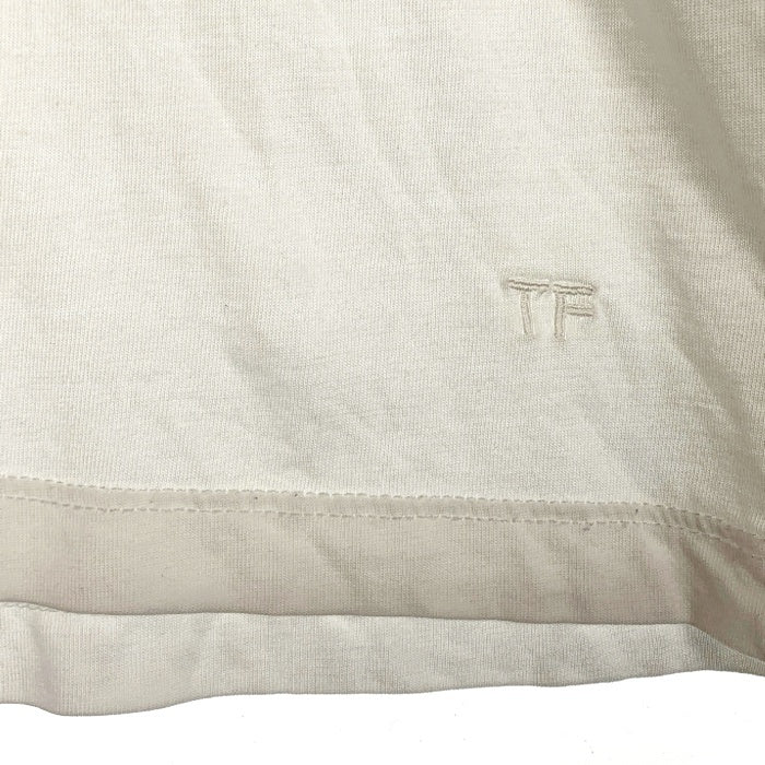 TOM FORD トムフォード ロングスリーブカットソー ホワイト リヨセル コットン 裾刺繡 Size 54 福生店