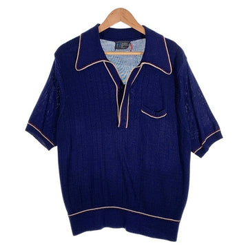 60-70's JCPenny ジェイシーペニー ニット ポロシャツ 半袖 ネイビー Size L 福生店