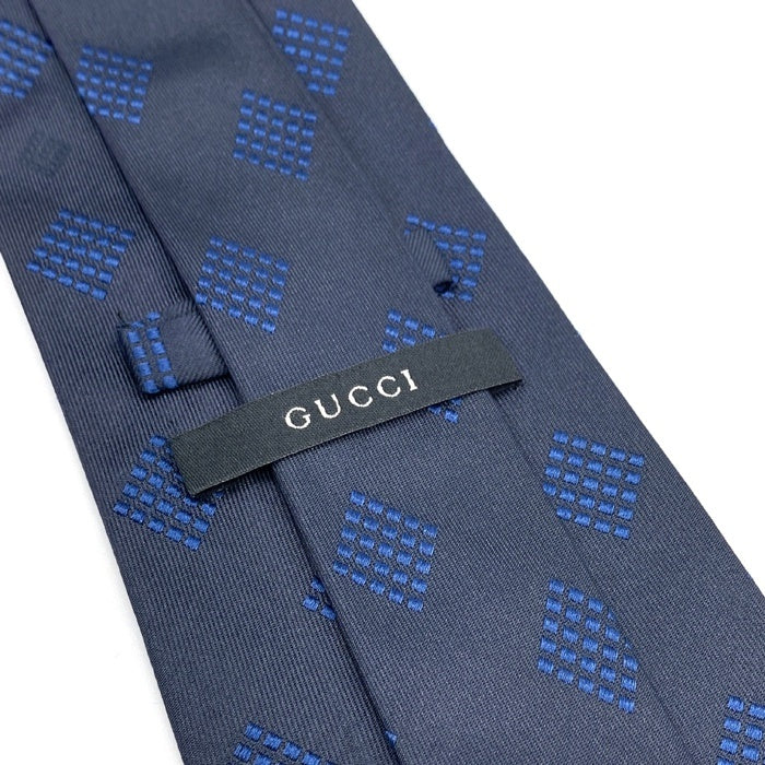 Gucci グッチ シルクネクタイ G ひし形 ネイビー 福生店