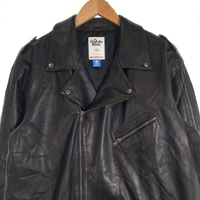 adidas アディダス ALYASHA アルヤシャ LEATHER RIDERS JACKET SHEEPSKIN LEATHER レザー ライダースジャケット シープスキン 羊革 ブラック E75732 Size L 福生店