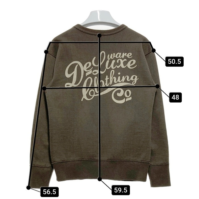 Deluxe Wear デラックスウエア 前V プリント クルーネックスウェットトレーナー ダークブラウン Size S 瑞穂店
