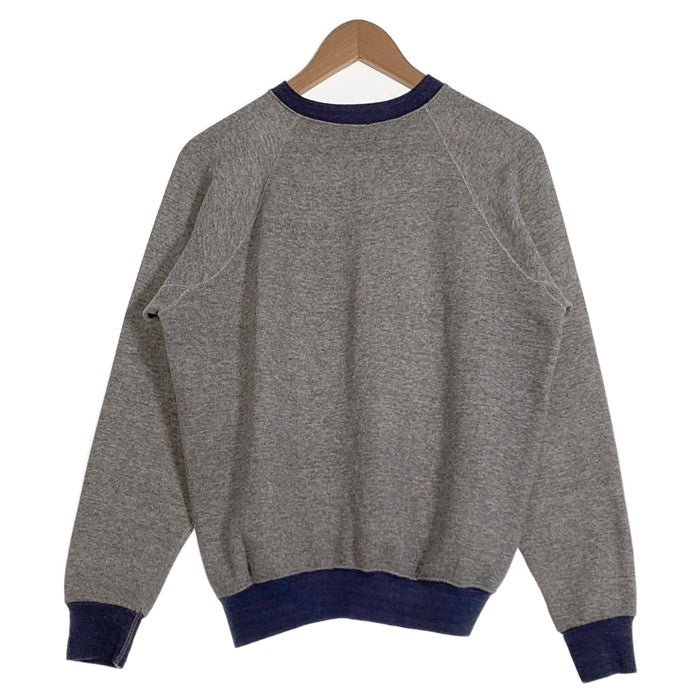 90's adidas アディダス トレフォイルプリント ラグランスリーブ スウェットトレーナー グレー ネイビー USA製 Size L 福生店