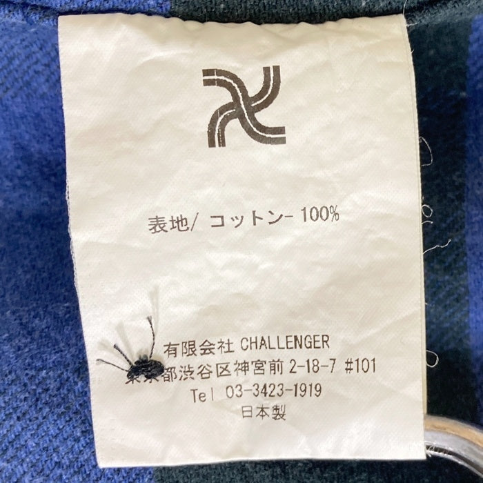 CHALLENGER チャレンジャー バッファローチェック 猫目ボタン ネルシャツ ブルー×ブラック sizeL 瑞穂店