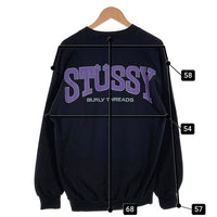 80-90's STUSSY ステューシー BURLY THREADS 両面プリント クルーネックスウェットトレーナー ブラック USA製 オールド Size L 福生店