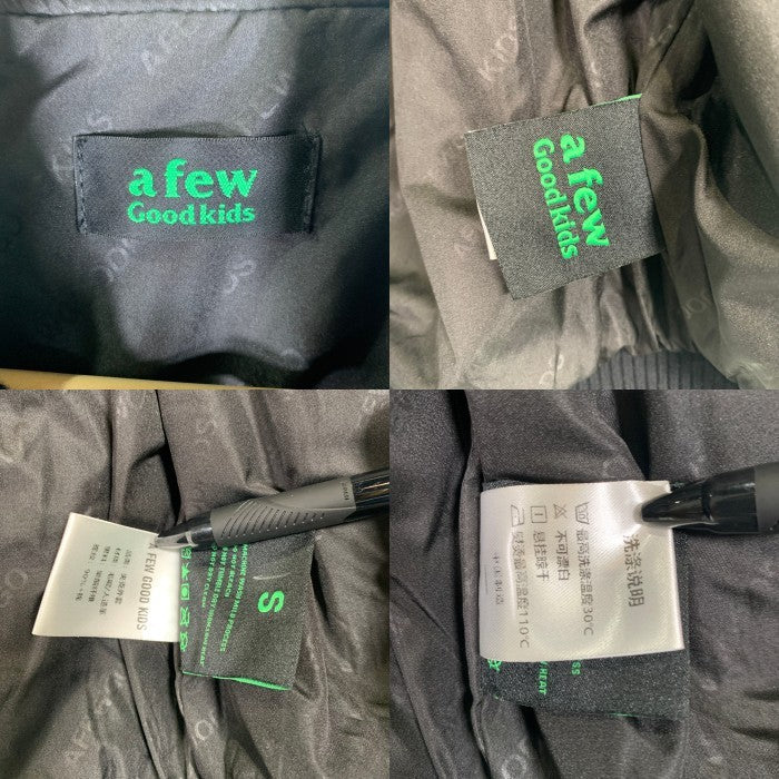a few Good kids アフューグッドキッズ サークルワッペン ウール 袖フェイクレザー スタジャン ブラック Size S 福生店