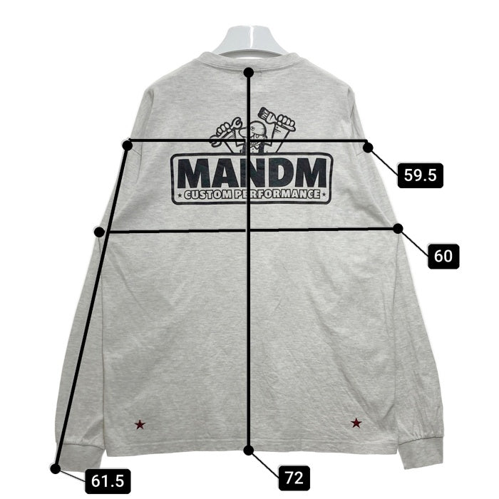 M&M エムアンドエム 刺繡 プリント ロングスリーブTシャツ アッシュグレー Size XL 瑞穂店