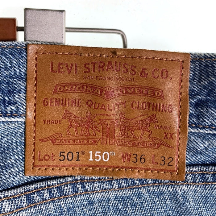 Levi's リーバイス 501 ストレートデニムパンツ 150周年モデル ダメージ加工 ライトブルー 00501-3385 Size W36 L32 福生店