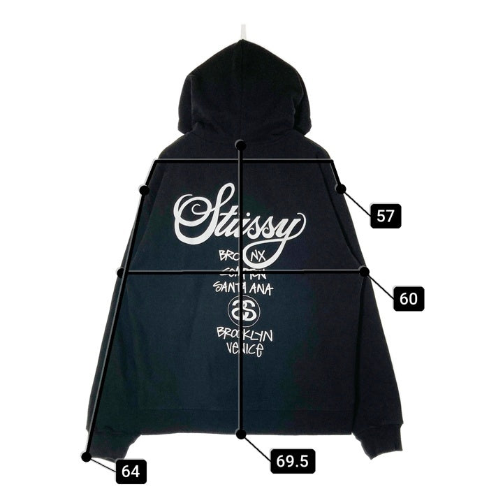 STUSSY ステューシー ワールドツアー ジップパーカー ブラック